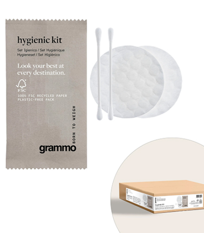 Product foto van 100 Hygiëneset Wattestäbchen & Pads "grammo" 11
