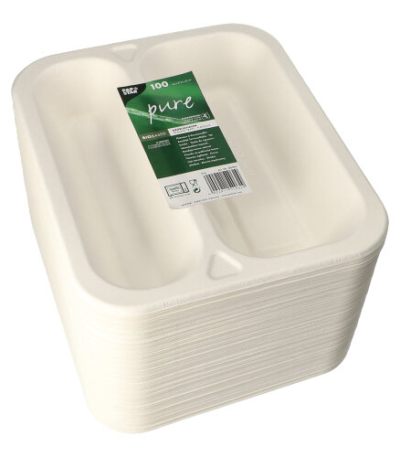 Product foto van 100 Menubakken topseal Suikerriet 2-vaks 975 ml 4