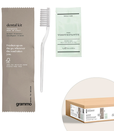 Product foto van 100 Mondverzorgingssets inkl. Zahnpaste "grammo" 20 cm x 5