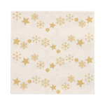 Product foto van 20 Servetten 3-laags 1/4 vouw 33 cm x 33 cm "Golden Snowflakes"