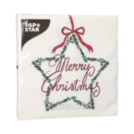 Product foto van 20 Servetten 3-laags 1/4 vouw 33 cm x 33 cm "Merry Christmas"