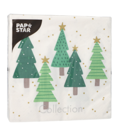 Product foto van 20 Servetten 3-laags 1/4 vouw 33 cm x 33 cm "Winter Trees"