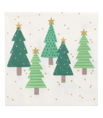 Product foto van 20 Servetten 3-laags 1/4 vouw 33 cm x 33 cm "Winter Trees"