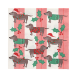 Product foto van 20 Servetten 3-laags 1/4 vouw 33 cm x 33 cm "X-Mas Dogs"