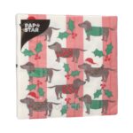 Product foto van 20 Servetten 3-laags 1/4 vouw 33 cm x 33 cm "X-Mas Dogs"