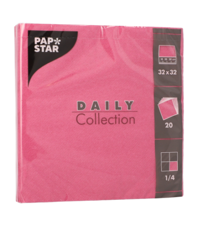 Product foto van 20 Servetten "DAILY Collection" 1/4 vouw 32 cm x 32 cm fuchsia