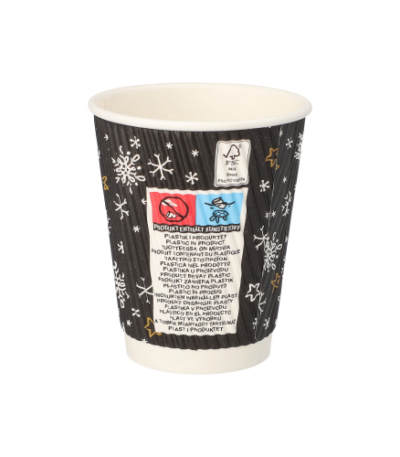 2 l Ø 8 cm · 9 cm zwart "Stars & Snowflakes" Ripple Wall