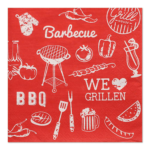 Product foto van 30 Servetten 3-laags 1/4 vouw 33 cm x 33 cm "BBQ Love"