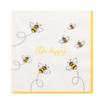 Product foto van 30 Servetten 3-laags 1/4 vouw 33 cm x 33 cm "Bee Happy"
