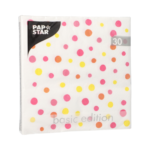 Product foto van 30 Servetten 3-laags 1/4 vouw 33 cm x 33 cm roze "Colourful Dots"