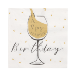 Product foto van 30 Servetten 3-laags 1/4 vouw 33 cm x 33 cm wit "Happy Birthday"
