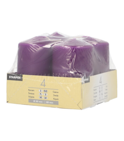 Product foto van 4 Stompkaarsen Ø 50 mm · 80 mm paars