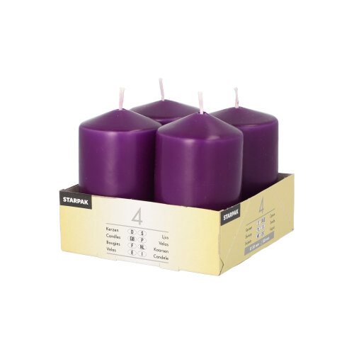 4 Stompkaarsen Ø 50 mm · 80 mm paars Product foto van 4 Stompkaarsen Ø 50 mm · 80 mm paars