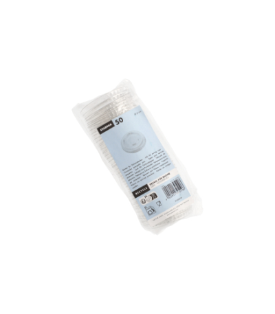 Product foto van 50 Deksels voor portiebekers PET rond Ø 6 cm