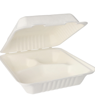 Product foto van 50 Menuboxen suikerriet "pure" 3-vaks 7