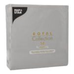 Product foto van 50 Servetten "ROYAL Collection" 1/4 vouw 40 cm x 40 cm steengrijs