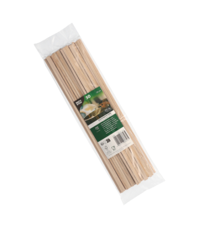 Product foto van 50 Stokjes voor suikerspin Hout "pure" hoekig 30 cm x 4 mm x 4 mm