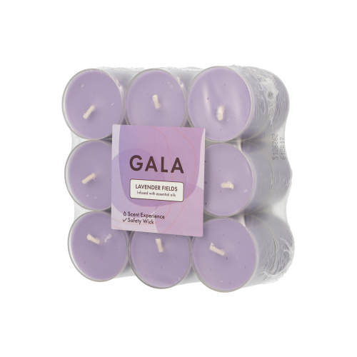Product foto van 18 "GALA" Geurkaars Ø 38 mm · 24 mm violet - Lavender Fields in behuizing van polycarbonaat