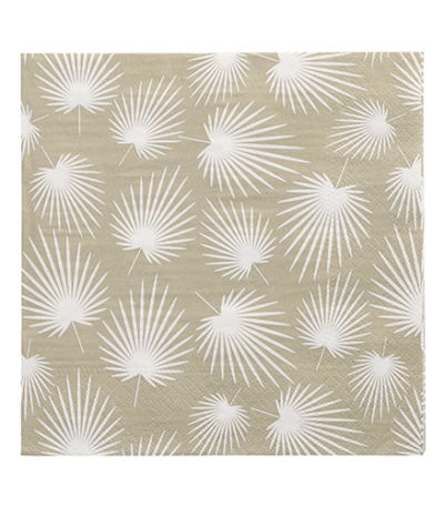 Product foto van 30 Servetten 3-laags 1/4 vouw 33 cm x 33 cm "White Leaves"