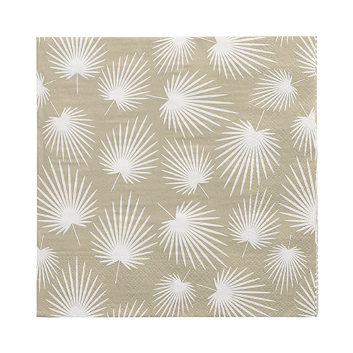 Product foto van 30 Servetten 3-laags 1/4 vouw 33 cm x 33 cm "White Leaves"