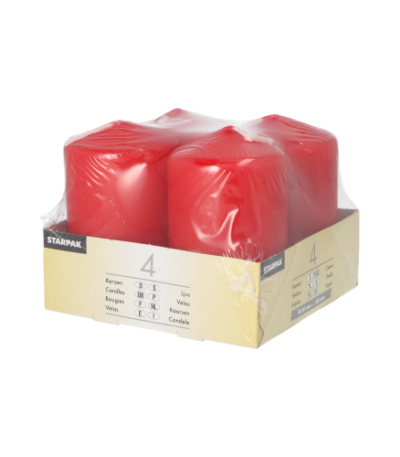 Product foto van 4 Stompkaarsen Ø 50 mm · 80 mm rood