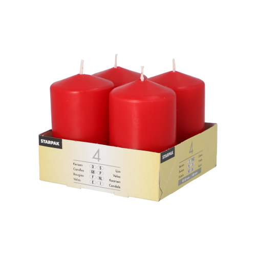 4 Stompkaarsen Ø 50 mm · 80 mm rood Product foto van 4 Stompkaarsen Ø 50 mm · 80 mm rood