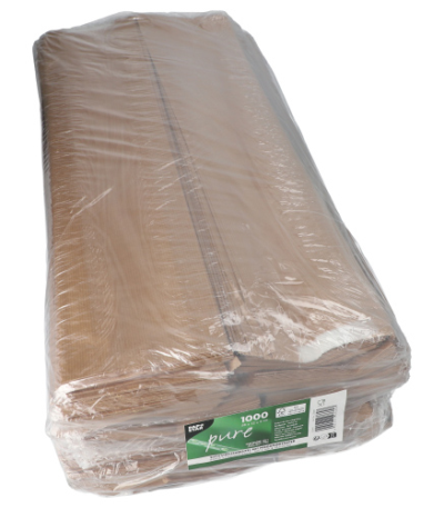 Product foto van 1000 Bakkerszakken met zijvouw met pergamijnvenster "pure" 57 cm x 12 cm x 5 cm bruin "Baguette"