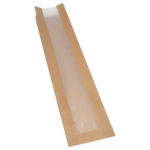 Product foto van 1000 Bakkerszakken met zijvouw met pergamijnvenster "pure" 57 cm x 12 cm x 5 cm bruin "Baguette"