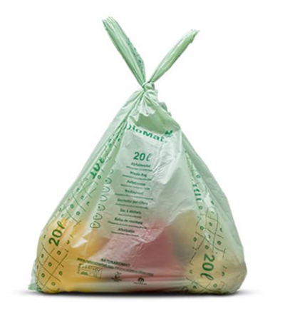 Product foto van 26 "bioMat" Compost zakken op zetmeelbasis 20 l 56 cm x 44 cm met handgreep