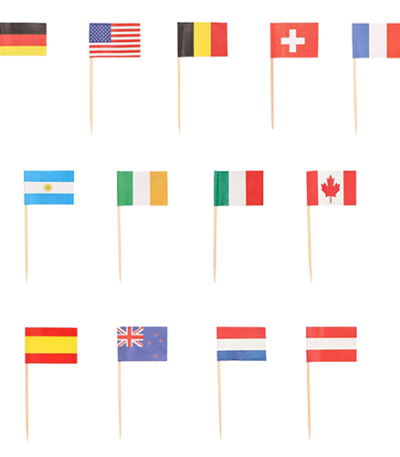 Product foto van 500 Decoprikkers 8 cm "Nations"