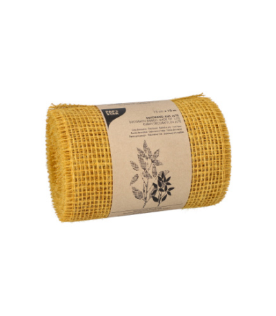 Product foto van Loper Jute 10 m x 15 cm mosterdgeel